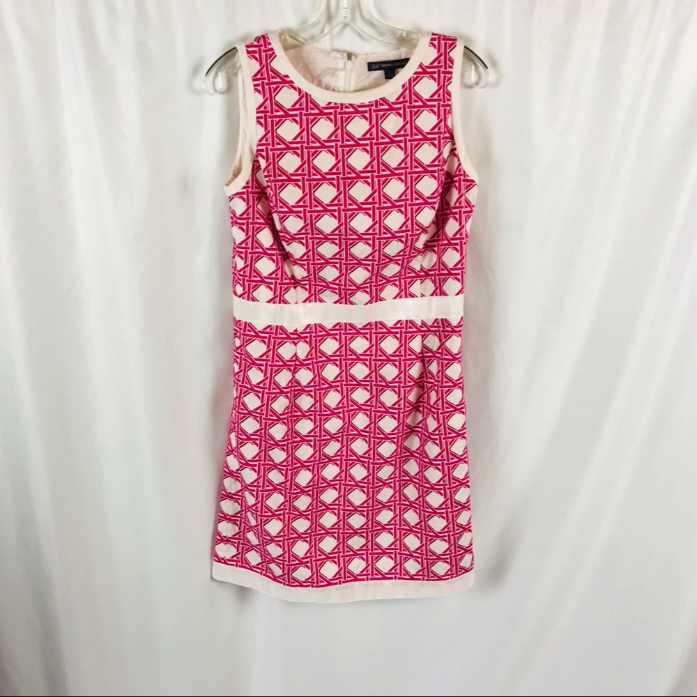 Brooks Brothers sheath dress sleeveless pink geometric 346